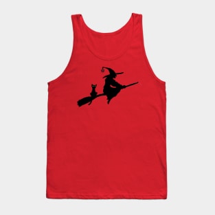 Witch and Cat on a Broom Tank Top